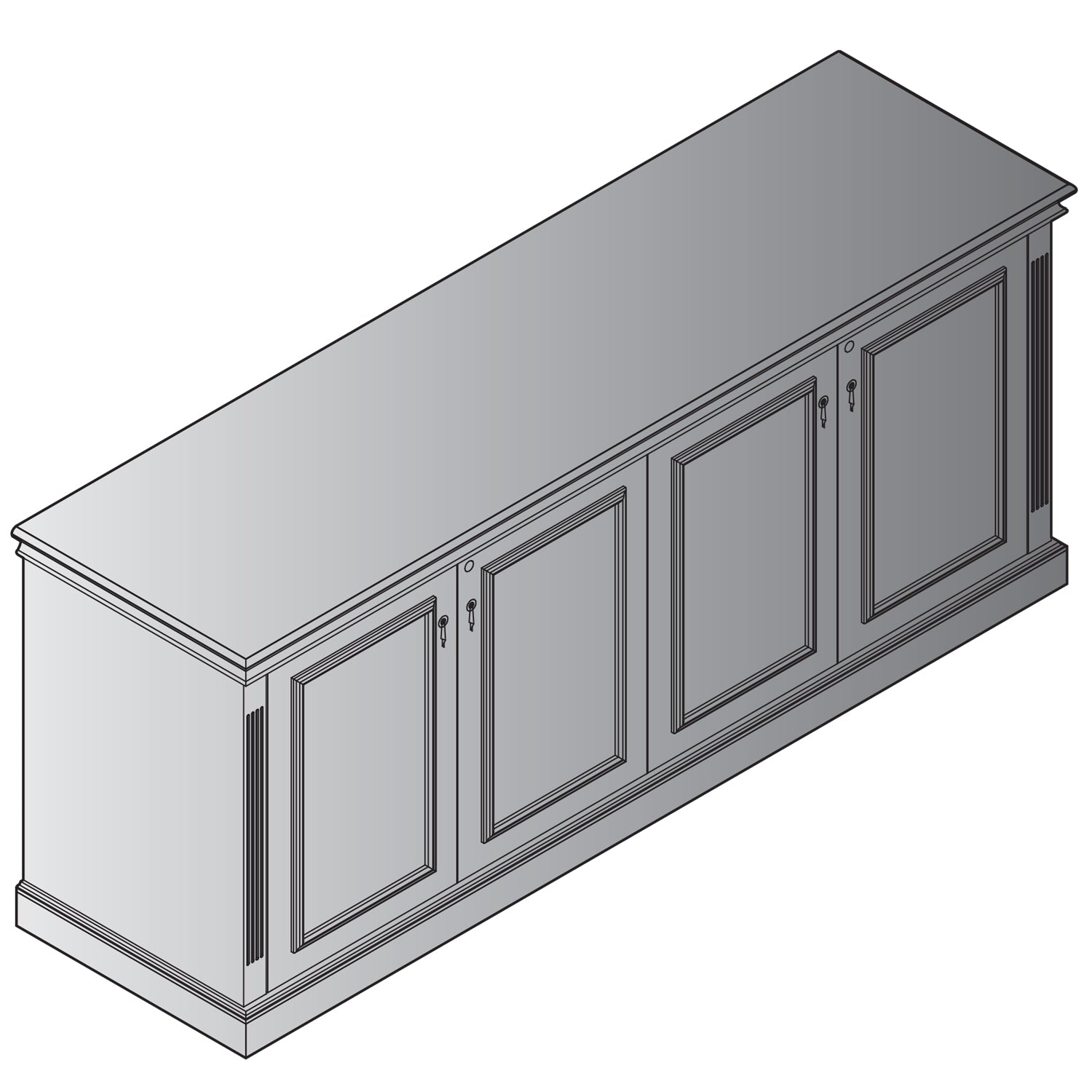 Townsend 4-Door Credenza 72x20x30H